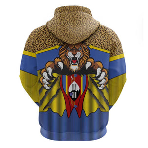 Swaziland Eswatini Hoodie Coat of Arms Lion Elephant Shield Leopard Print Design