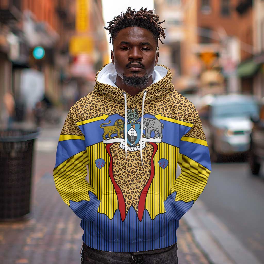 Swaziland Eswatini Hoodie Coat of Arms Lion Elephant Shield Leopard Print Design