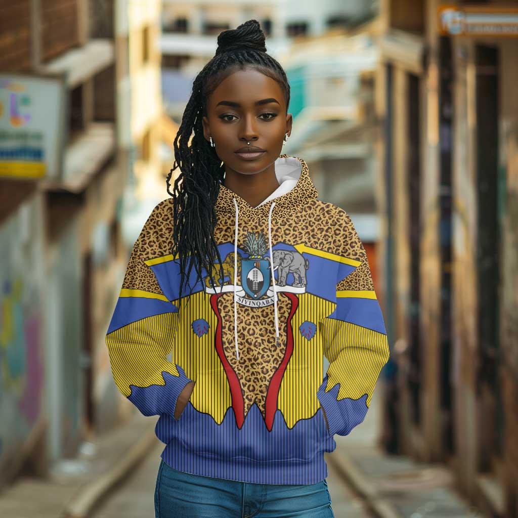 Swaziland Eswatini Hoodie Coat of Arms Lion Elephant Shield Leopard Print Design