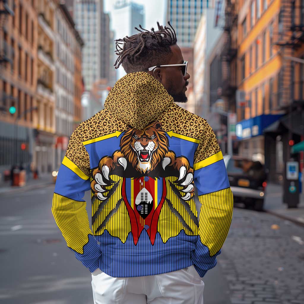 Swaziland Eswatini Hoodie Coat of Arms Lion Elephant Shield Leopard Print Design