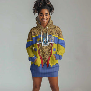 Swaziland Eswatini Hoodie Dress Coat of Arms Lion Elephant Shield Leopard Print Design