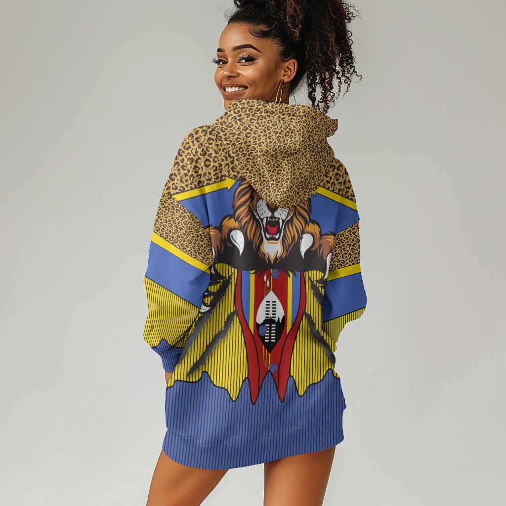 Swaziland Eswatini Hoodie Dress Coat of Arms Lion Elephant Shield Leopard Print Design