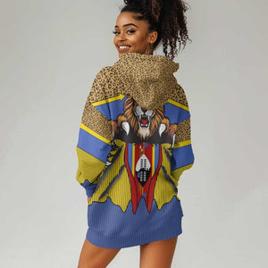 Swaziland Eswatini Hoodie Dress Coat of Arms Lion Elephant Shield Leopard Print Design
