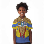 Swaziland Eswatini Kid Polo Shirt Coat of Arms Lion Elephant Shield Leopard Print Design