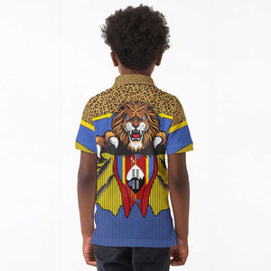 Swaziland Eswatini Kid Polo Shirt Coat of Arms Lion Elephant Shield Leopard Print Design
