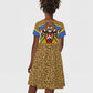 Swaziland Eswatini Kid Short Sleeve Dress Coat of Arms Lion Elephant Shield Leopard Print Design