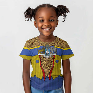 Swaziland Eswatini Kid T shirt Coat of Arms Lion Elephant Shield Leopard Print Design