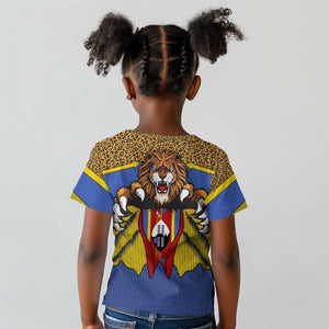 Swaziland Eswatini Kid T shirt Coat of Arms Lion Elephant Shield Leopard Print Design