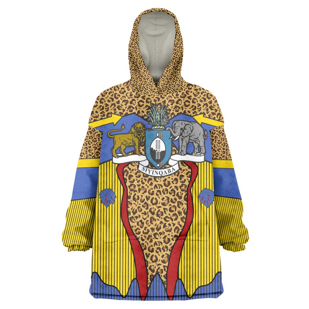 Swaziland Eswatini Kid Wearable Blanket Hoodie Coat of Arms Lion Elephant Shield Leopard Print Design