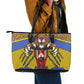 Swaziland Eswatini Leather Tote Bag Coat of Arms Lion Elephant Shield Leopard Print Design