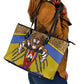 Swaziland Eswatini Leather Tote Bag Coat of Arms Lion Elephant Shield Leopard Print Design