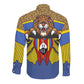 Swaziland Eswatini Long Sleeve Button Shirt Coat of Arms Lion Elephant Shield Leopard Print Design