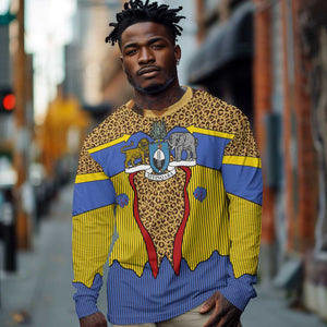 Swaziland Eswatini Long Sleeve Shirt Coat of Arms Lion Elephant Shield Leopard Print Design