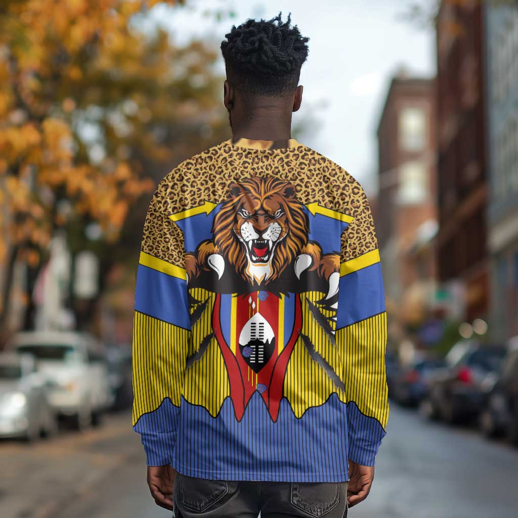Swaziland Eswatini Long Sleeve Shirt Coat of Arms Lion Elephant Shield Leopard Print Design