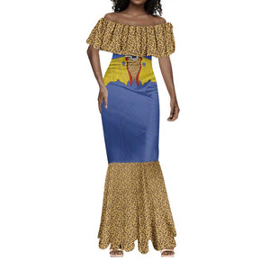 Swaziland Eswatini Mermaid Dress Coat of Arms Lion Elephant Shield Leopard Print Design
