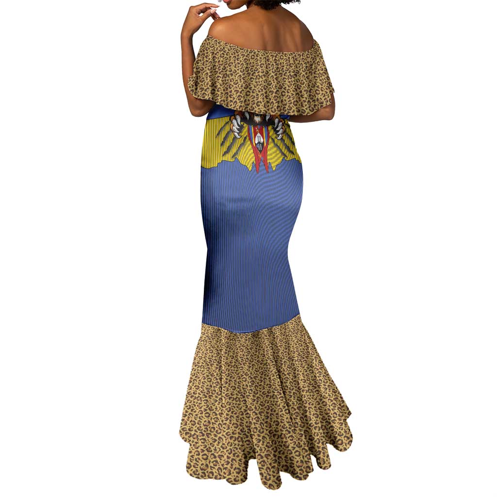 Swaziland Eswatini Mermaid Dress Coat of Arms Lion Elephant Shield Leopard Print Design
