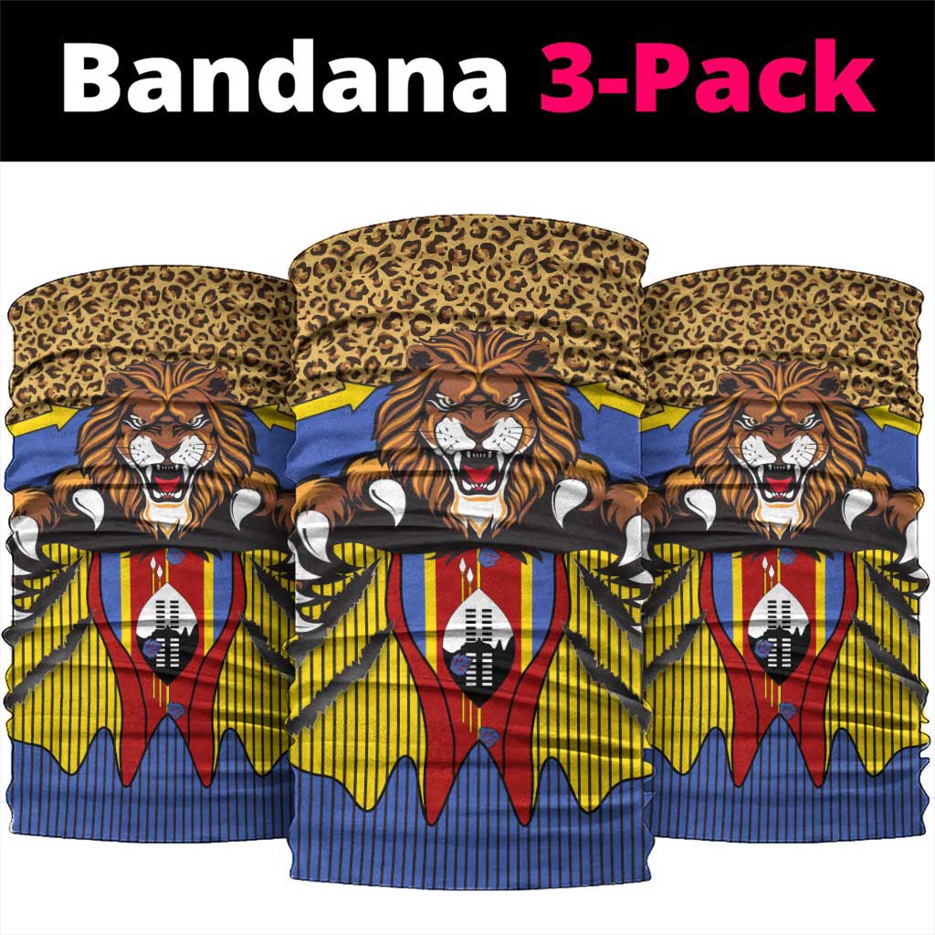 Swaziland Eswatini Neck Gaiter Coat of Arms Lion Elephant Shield Leopard Print Design TS04