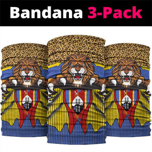 Swaziland Eswatini Neck Gaiter Coat of Arms Lion Elephant Shield Leopard Print Design TS04
