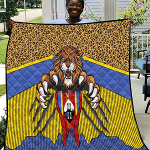Swaziland Eswatini Quilt Coat of Arms Lion Elephant Shield Leopard Print Design