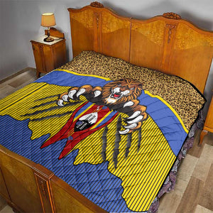 Swaziland Eswatini Quilt Coat of Arms Lion Elephant Shield Leopard Print Design