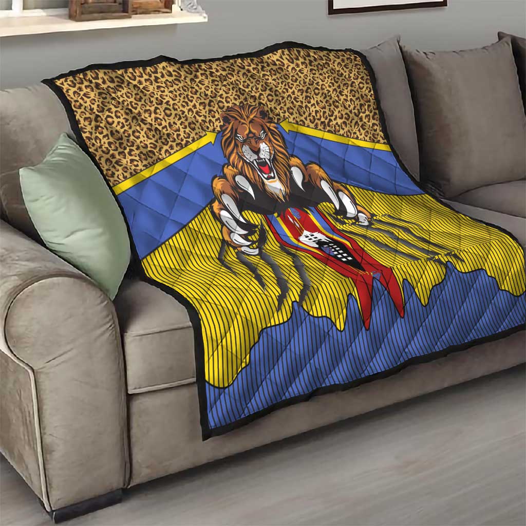 Swaziland Eswatini Quilt Coat of Arms Lion Elephant Shield Leopard Print Design