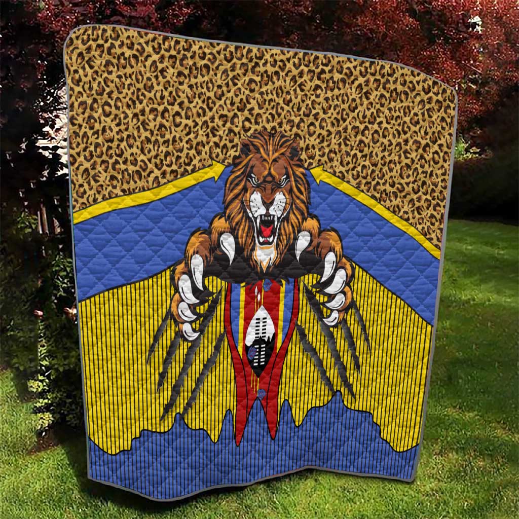 Swaziland Eswatini Quilt Coat of Arms Lion Elephant Shield Leopard Print Design