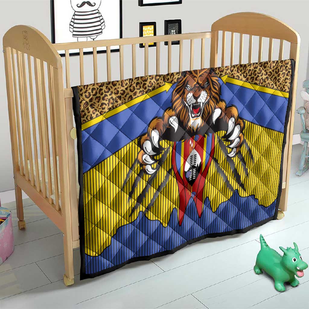 Swaziland Eswatini Quilt Coat of Arms Lion Elephant Shield Leopard Print Design