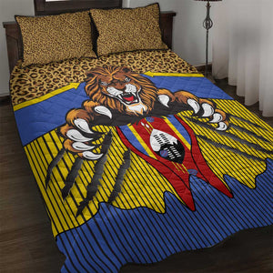 Swaziland Eswatini Quilt Bed Set Coat of Arms Lion Elephant Shield Leopard Print Design