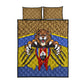 Swaziland Eswatini Quilt Bed Set Coat of Arms Lion Elephant Shield Leopard Print Design