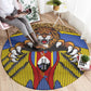 Swaziland Eswatini Round Carpet Coat of Arms Lion Elephant Shield Leopard Print Design
