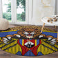 Swaziland Eswatini Round Carpet Coat of Arms Lion Elephant Shield Leopard Print Design