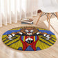 Swaziland Eswatini Round Carpet Coat of Arms Lion Elephant Shield Leopard Print Design
