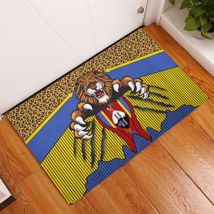 Swaziland Eswatini Rubber Doormat Coat of Arms Lion Elephant Shield Leopard Print Design