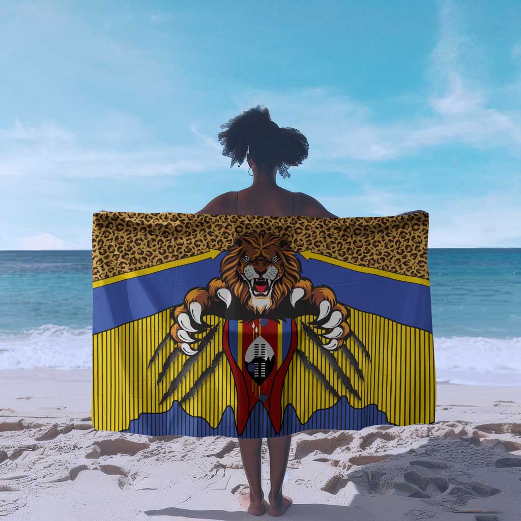 Swaziland Eswatini Sarong Coat of Arms Lion Elephant Shield Leopard Print Design