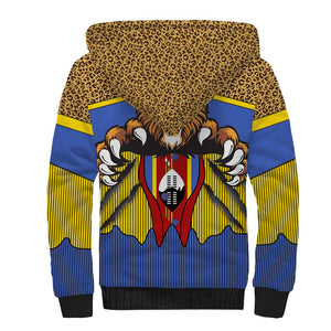 Swaziland Eswatini Sherpa Hoodie Coat of Arms Lion Elephant Shield Leopard Print Design