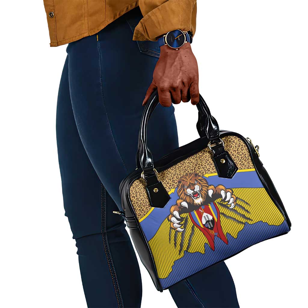 Swaziland Eswatini Shoulder Handbag Coat of Arms Lion Elephant Shield Leopard Print Design