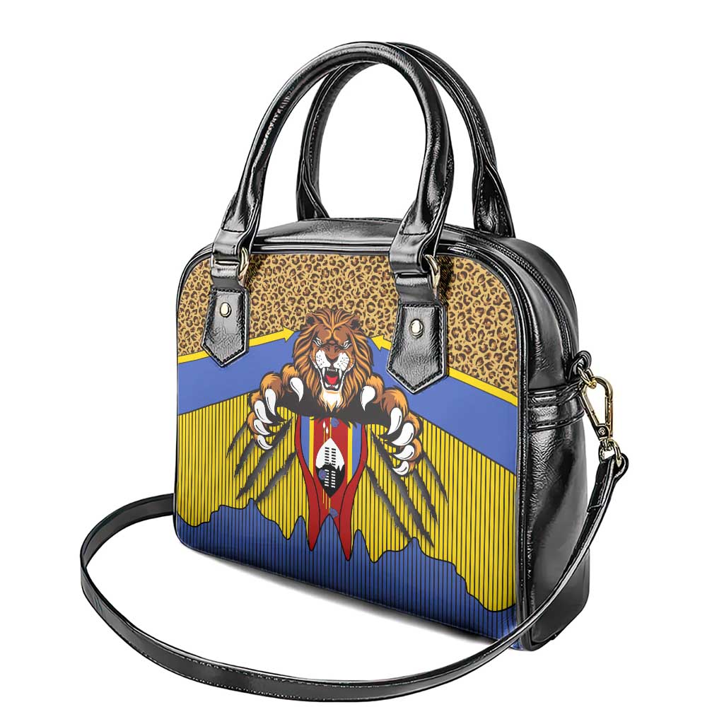 Swaziland Eswatini Shoulder Handbag Coat of Arms Lion Elephant Shield Leopard Print Design