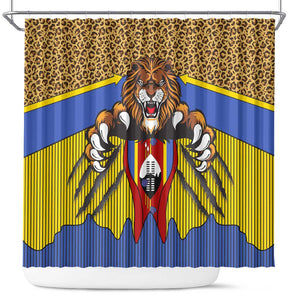Swaziland Eswatini Shower Curtain Coat of Arms Lion Elephant Shield Leopard Print Design