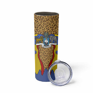 Swaziland Eswatini Skinny Tumbler Coat of Arms Lion Elephant Shield Leopard Print Design