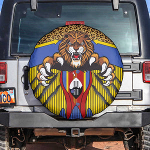 Swaziland Eswatini Spare Tire Cover Coat of Arms Lion Elephant Shield Leopard Print Design