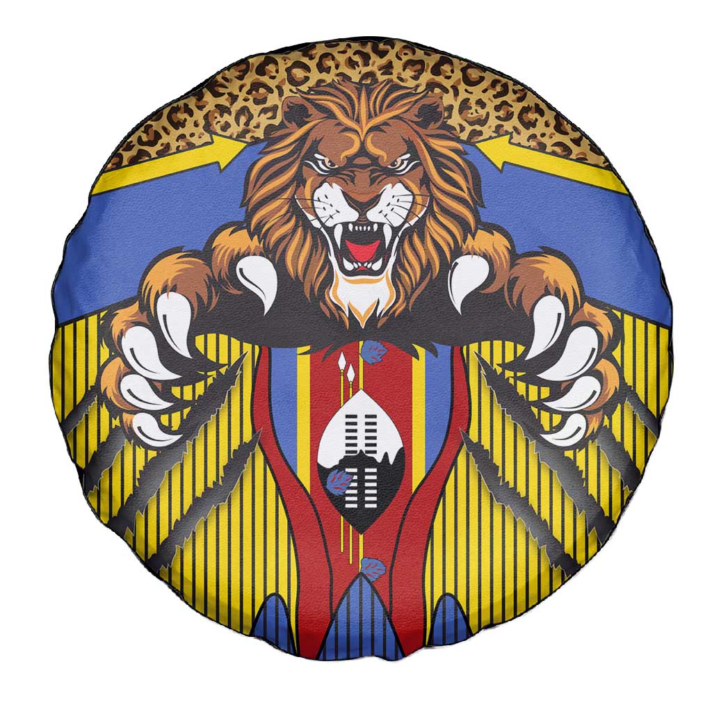 Swaziland Eswatini Spare Tire Cover Coat of Arms Lion Elephant Shield Leopard Print Design