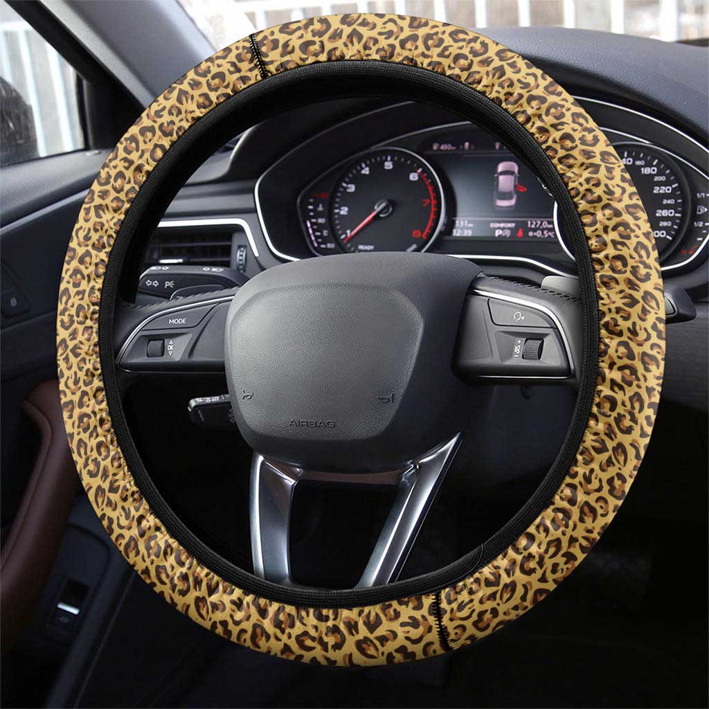 Swaziland Eswatini Steering Wheel Cover Coat of Arms Lion Elephant Shield Leopard Print Design