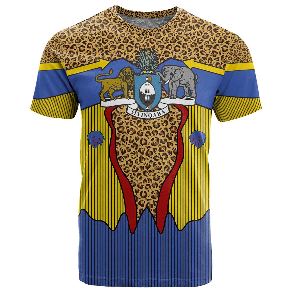 Swaziland Eswatini T shirt Coat of Arms Lion Elephant Shield Leopard Print Design