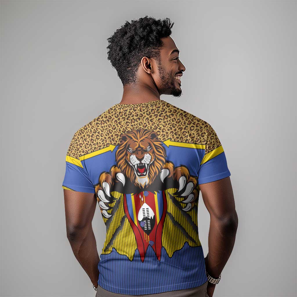 Swaziland Eswatini T shirt Coat of Arms Lion Elephant Shield Leopard Print Design