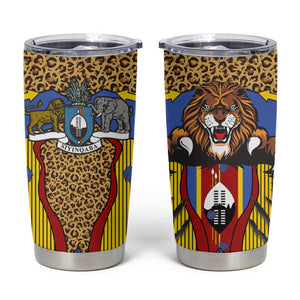 Swaziland Eswatini Tumbler Cup Coat of Arms Lion Elephant Shield Leopard Print Design