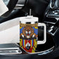 Swaziland Eswatini Tumbler With Handle Coat of Arms Lion Elephant Shield Leopard Print Design