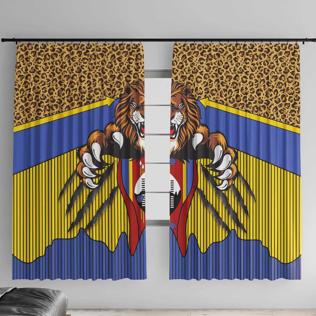 Swaziland Eswatini Window Curtain Coat of Arms Lion Elephant Shield Leopard Print Design