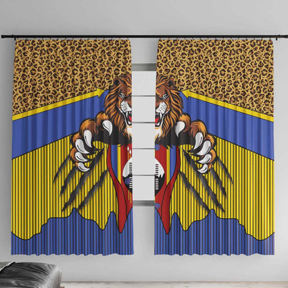 Swaziland Eswatini Window Curtain Coat of Arms Lion Elephant Shield Leopard Print Design
