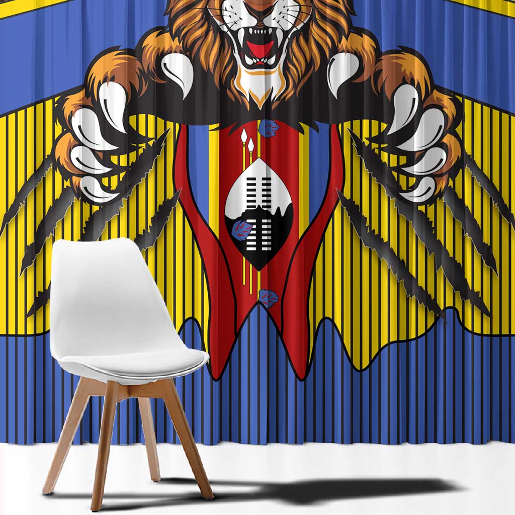 Swaziland Eswatini Window Curtain Coat of Arms Lion Elephant Shield Leopard Print Design