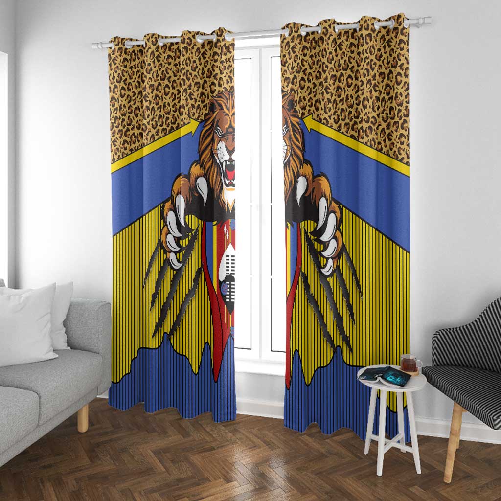 Swaziland Eswatini Window Curtain Coat of Arms Lion Elephant Shield Leopard Print Design